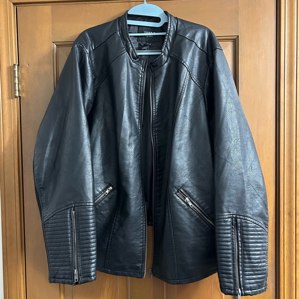 Torrid Faux Leather collarless Moto Jacket - Picture 12 of 12